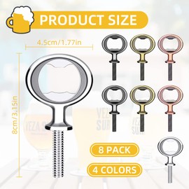 Ohiyoo Metal Bottle Opener Insert Kits 8 Pack Blank Stainless Steel DIY Hardware Flat Bottle Opener Inserts for Wood Turning Kits (Mix Color)