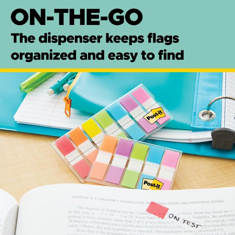 Post-it Flags, 60/On-the-Go Dispenser, 1 Dispenser/Pack, 1 in Wide, Orange,