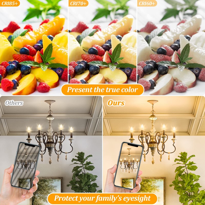 Brightever E12 LED Candelabra 40 Watt Equivalent Light Bulbs, 4W