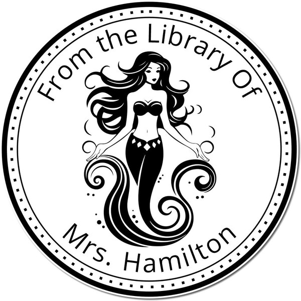 Aurelia Wavecrest Mermaid Custom Ex Libris Library Stamper | Elegant