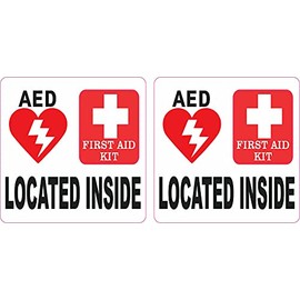 StickerTalk AED and First Aid Kit Located Inside Vinyl Stickers, 1 Sheet of 2 Stickers, 3 inches by 3 inches Each