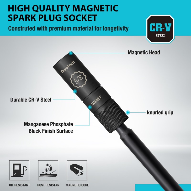 DURATECH 5/8" Swivel Magnetic Spark Plug Socket, 1MM Thin Wall