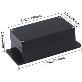 Raculety 2 Pack Project Box IP65 Waterproof Junction Box ABS Plastic Black Electrical Boxes DIY Electronic Project Case Power Enclosure with Fixed Ear 6.22 x3.54 x2.36 inch(158x90x60mm)