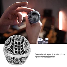 Mesh Microphone Grille for Shure SM 58 Microphone, Metal Microphone Replacement Head Built in Blowout Prevention Cotton for Singing
