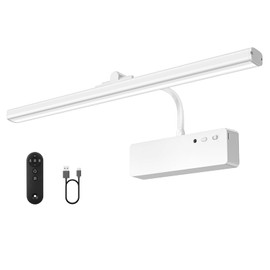 Racokky Picture Light, 15.35inch Wireless Rechargeable 5400mAh Battery Wall Light for Paintings, Picture Lights with Remote, 3 Color Modes and Dimmable Lights for Display, Gallery, Artwork(White)