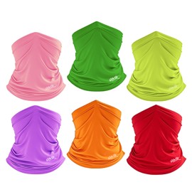 OLARVEO 6 Pack Sun Cooling Neck Gaiter Face Mask UV Scarf Breathable Bandana for Men/Women