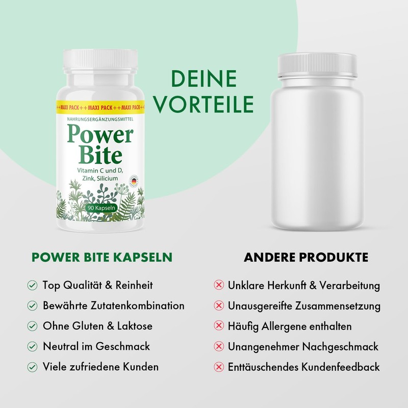 Power Bite Kapseln | mit Pflanzenextrakten, Mineralstoffen und Vitaminen |