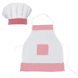 HJZHII 2PCS Grid Kids Chef Apron, Newborn Baby Chef Photography Baby Cook Outfit Babys Girls Apron Costume with Adjustable Hat for 8-24 Months Infant Photography Photo Memory