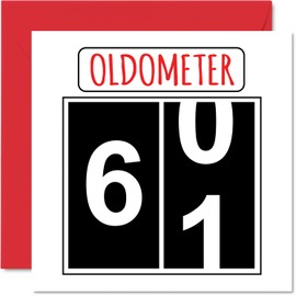 Funny 61st Birthday Cards for Men and Women - Oldometer - 61st Birthday Card for Dad, Mom, Grandad, Nanny, Grandma, 145mm Greeting Cards, 61st Birthday Card