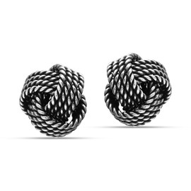 LeCalla 925 Sterling Silver Love Knot Earring Stud Earrings Jewellery Italian Design Slightly Twisted Love Knot Stud Earrings for Women, Sterling Silver, No Gemstone