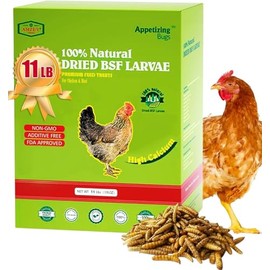 Amzey 11 LBS Dried Black Soldier Fly Larva - All Natural BSF Larvae - 85X More Calcium Than Mealworms - High Calcium Treats for Chickens, Birds, Reptiles, Hedgehog, Geckos, Turtles