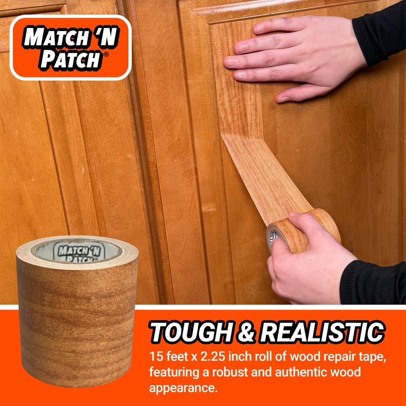 MATCH 'N PATCH Realistic Wood Grain Repair Tape - Durable
