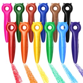 KERIFI Triangle Jumbo Crayons for Toddlers, Mess Free Washable Toddler First Crayons for Kids Ages 1-3 2-4 4-8, Unbreakable Non-Toxic, Easy to hold, Back to School Gifts for Coloring Book (12 Colors)