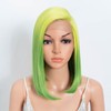 DÉBUT Ombre Lemon Green Asymmetrical Side Part Long Bob Wig