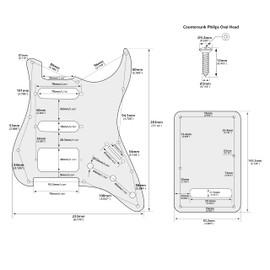 Banworks 4Ply Strat HSS Pickguard 11-Hole SSH Pickguard Scratch Plate with Backplate 6-Hole Trem Tremolo Cover Set for USA/Mexican Fender Modern Style Standard Stratocaster ST JT/HB-09 White Pearl