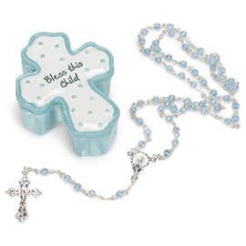 Roman Giftware Inc., Children's Gifts, New Baby, .75" H Bless BOY Box W/Rosary,Religious, Inspirational, Durable (2x2x1)