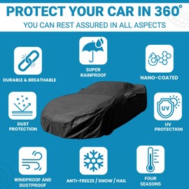 Car Cover for All Weather Rain Snow Hail Sun UV Waterproof Fit 2013 2014 2015 2016 2017 2018 Hyundai Santa Fe -Ultimate Protect (Black)