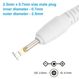 PATIKIL 3Ft USB to DC 2.5x0.7mm Barrel Jack Power Cord, 4 Pcs 24AWG Wire Adapter Connector Charging Cord for Light Fans Speaker Table Lamp, White