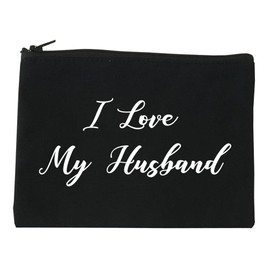 I Love My Husband Mom Gift Cosmetic Makeup Bag Black Large