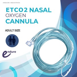 Endure ETCO2 Nasal Sampling Cannula, Bifurcated Prong, Adult 14 Ft CO2 Cannulas, Universal Connector, Case of 40 (Female Connector)