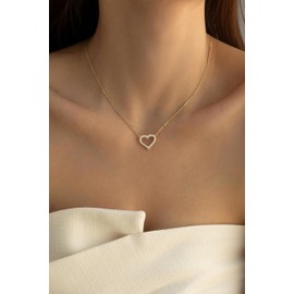Sterling Silver Cubic Zirconia Heart Necklace | Women's Heart Pendant Necklace (sterling silver)