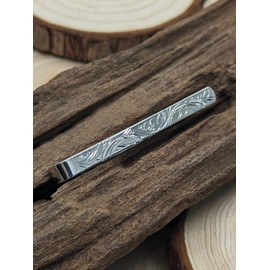 MENS 5MM Victorian Foliate Engraved Pattern Necktie Tie Clip Bar Slide Pin for Formal Business Wedding - Solid 925 Sterling Silver