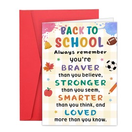 Back to School Card for Kids Students, Cute Back to School Supplies for Teens Girls Boys, First Day of Schools Gifts, Inspirational 1st Day of Schools Card for Daughter Son, First Day of Kindergarten