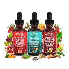 Clean Nutra Flow, Fuel & Function Trio – Heart, Metabolic & Mineral Support with Sea Moss, Cayenne, Chromium & More:_Small Trio | 3 Bottles