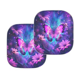 Qpednta Purple Butterfly Windshield Sun Shade for Truck SUV Car Easy to Install Heat and UV Rays That Keeps Vehicle Cool Removable Automotive Accessories Universal Car Accessories
