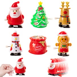 ZSYIULIA 6 Pack Christmas Wind Up Toys for Boys Girls Kids, Christmas Novelty Shake Head Walking Clockwork Toy, Santa Walking Toys for Kids Christmas Party, Kids Party Bag, Xmas Stocking Gifts