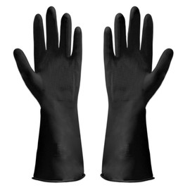 Discoball 6 Pack (3Pairs) Thicken Rubber Gloves, Non-slip, Bouncy, Reusable Cleaning Gloves, Without Pungent Smell, length 12.2IN (Black, Large)