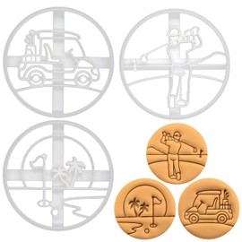 Sat of 3 Golf Cookie Cutters (Golfers, Golf Carts, Hole-in-One) 3 Pieces