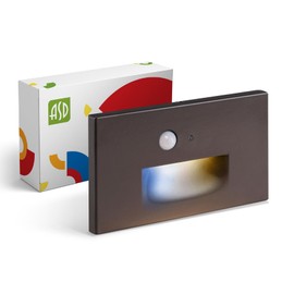 ASD LED Recessed Step Light Fixture, Dusk to Dawn Outdoor Tread Lighting | 3CCT, Motion Sensor, Photocell, Waterproof, ETL Listed | 3W 120LM 3000K-5000K 120V | Staircase Illumination | Dark Bronze