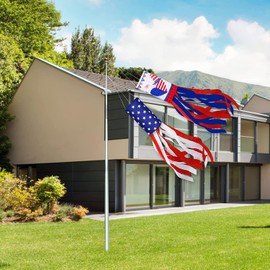 AUOCATTAIL 2 Pieces 40 Inch American Windsock Heavy Duty, 4th of July Wind Sock Decorations USA Patriotic Flag Windsock With Embroidered Stars for Outdoor Hangings