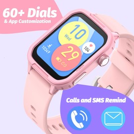 ZONEY Kids Smart Watch, IP68 Waterproof Fitness Tracker Watch for Kids with 1.54" DIY Dials 19 Sport Modes, Pedometers, Heart Rate, Boys Girls Teens 6 7 8 9 10 11 12 13 14 15 Birthday Gift (Pink)