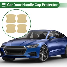 Motoforti Car Door Handle Cup Protector Door Handle Scratches Protective Films 3.54"x3.93" Anti-Scratches PVC Carbon Fiber Gold Tone 4 Pcs