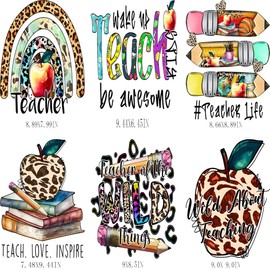 Teacher Iron On Transfers for T-Shirts Letters Heat Press Stickers Pencil Iron On Appliques Washable Vintage Leopard Print Iron On Vinyl Stickers Jackets Hoodies Pillow Covers DIY Decoration 6 Pcs…