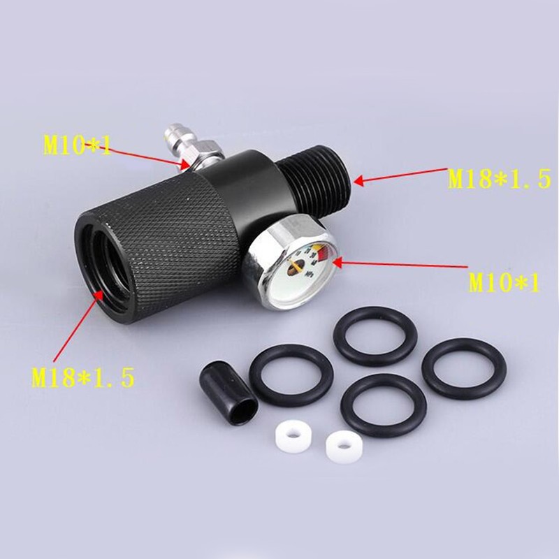 Air Filling Station Adapter with Pressure Gauge 40mpa 8mm/0.3in Male