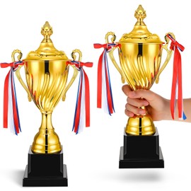 Inbagi 4 Pcs Gold Trophy Cup 14 Inch Large Trophy Winner Trophy Award for Sports Soccer Football Basketball League Match Other Team Tournaments Competitions Xmas Party Game Favors