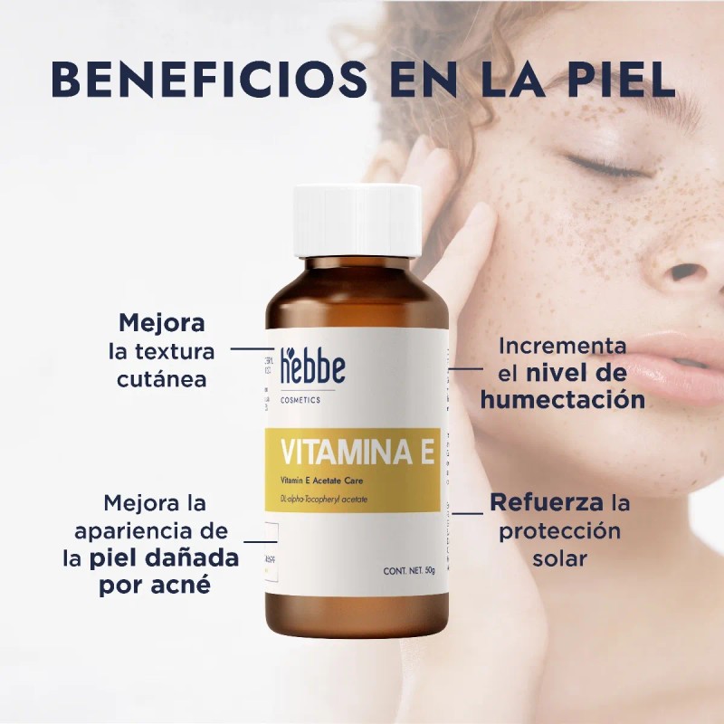 Hebbe aceite vitamina E oleosa 50 g, nutrición facial, capilar