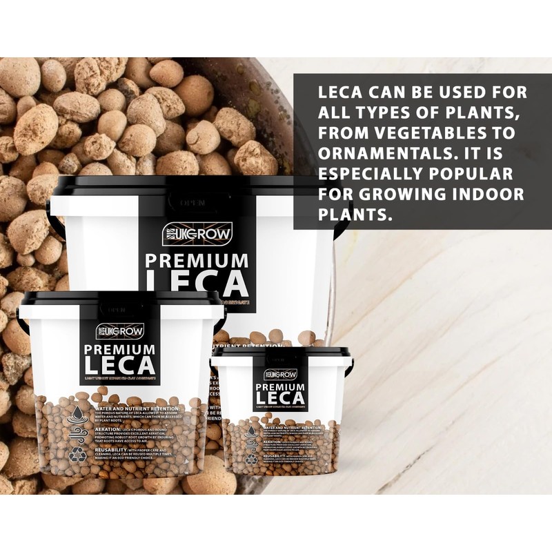 UK GROW Premium Leca Clay Pebbles for Optimal Gardening and