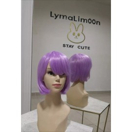 Lymalimoon Peluca Morado Claro Lila Corta Cabello Liso Y Fleco
