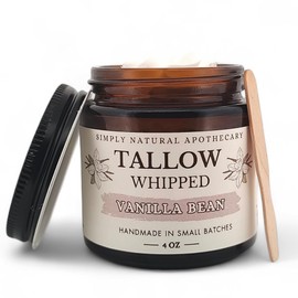 Beef Tallow for Skin - Tallow for Face Moisturizer - Whipped & Handmade - Moisturizing Face and Body Cream/Butter - Sensitive & Dry Skin - 100% Grass Fed Cows - Warm Vanilla - 4 oz