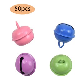Pack of 50 Craft Bells, 22 mm, Colourful Metal Bells, Sleigh Bells, for Christmas Decoration, Jewellery Making, Cat Bell, Dog Necklace, Accessories, Decoration