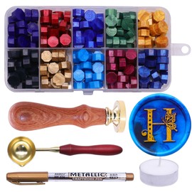 SWANGSA Initial Alphabet H Wax Seal Stamp Kit, Vintage Butterfly Letter Sealing Stamp with 200pcs Sealing Wax Beads Kit