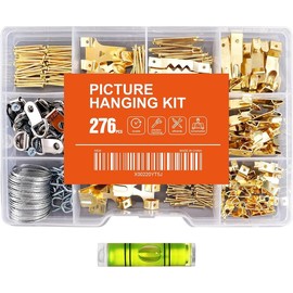276 count Picture Hanging Kit, Picture Hangers, Heavy Duty Frame Hooks Assortmentwith Nails, Hanging Wire, Screw Eyes, D Ring and Sawtooth Hardware for Frames Mounting