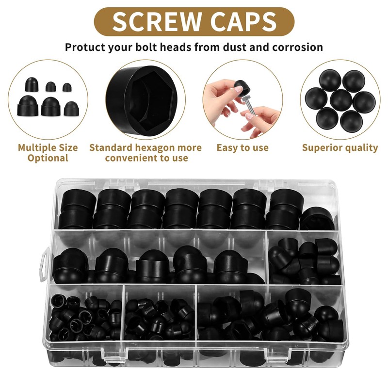 Pack of 160 Cover Caps for Nuts, Plastic Caps for