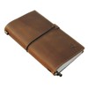 WANDERINGS Leather Notebook with Pockets, 22x11.5cm - Refillable Travel Journal
