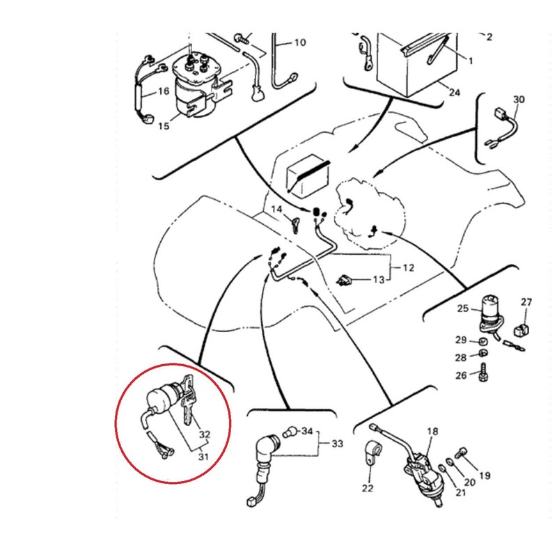 Ignition Key Switch Assembly with Keys for Yamaha G14 Golf