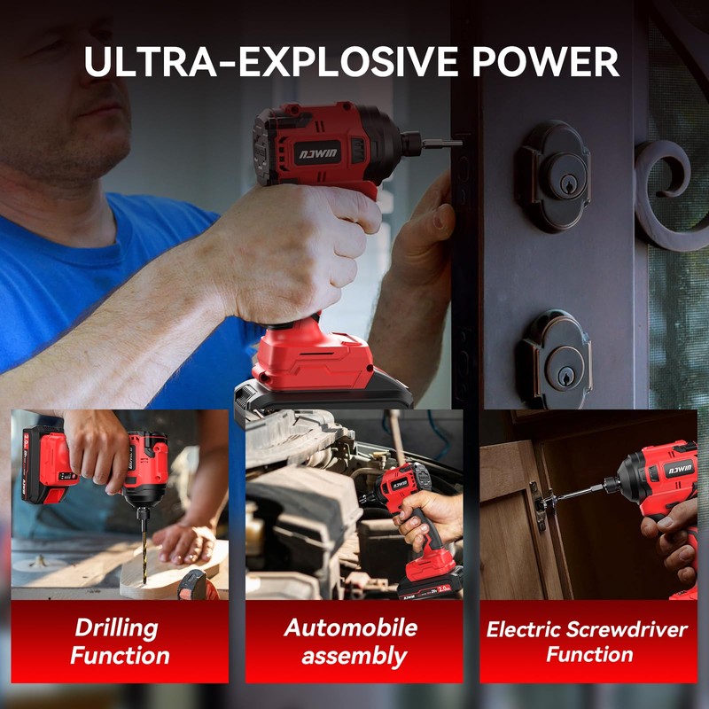 NAWIN Cordless Impact Driver Kit 20V Max Torque 240Nm（177ft-lbs）High Rotation